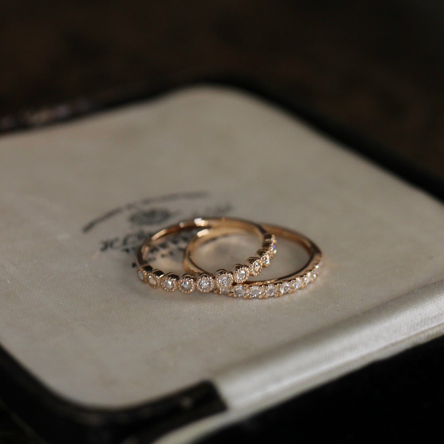 【数量・期間限定 特別価格】 18金 プラチナ ローズカットダイヤモンド ハーフエタニティリング 0.16ct K18YG K18PG Pt900 爪留め【MJ2962】