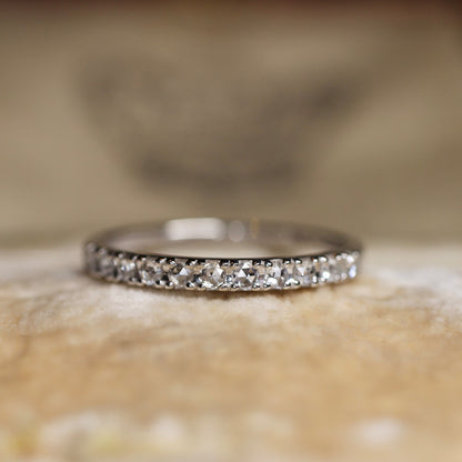 【数量・期間限定 特別価格】 18金 プラチナ ローズカットダイヤモンド ハーフエタニティリング 0.16ct K18YG K18PG Pt900 爪留め【MJ2962】