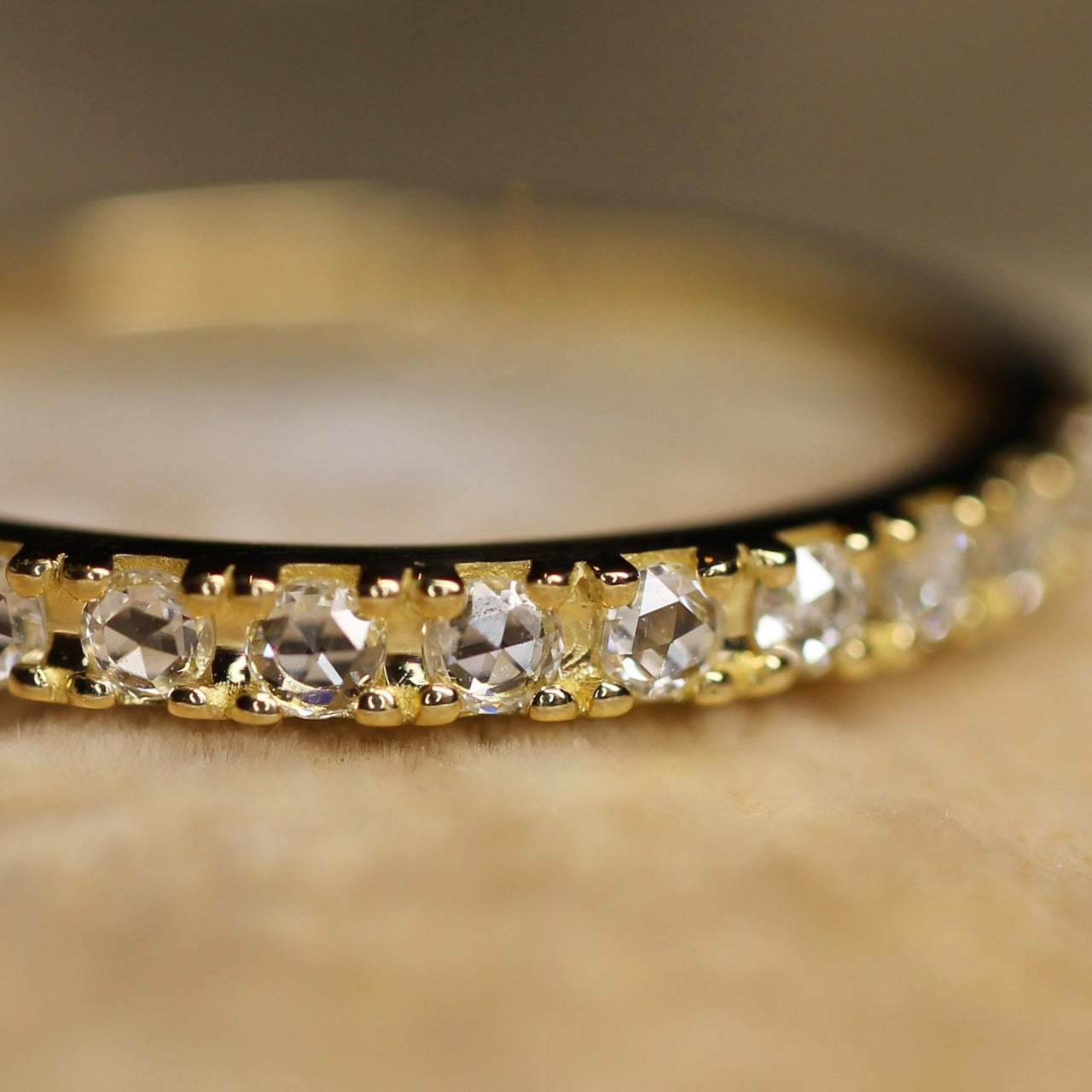 【数量・期間限定 特別価格】 18金 プラチナ ローズカットダイヤモンド ハーフエタニティリング 0.16ct K18YG K18PG Pt900 爪留め【MJ2962】