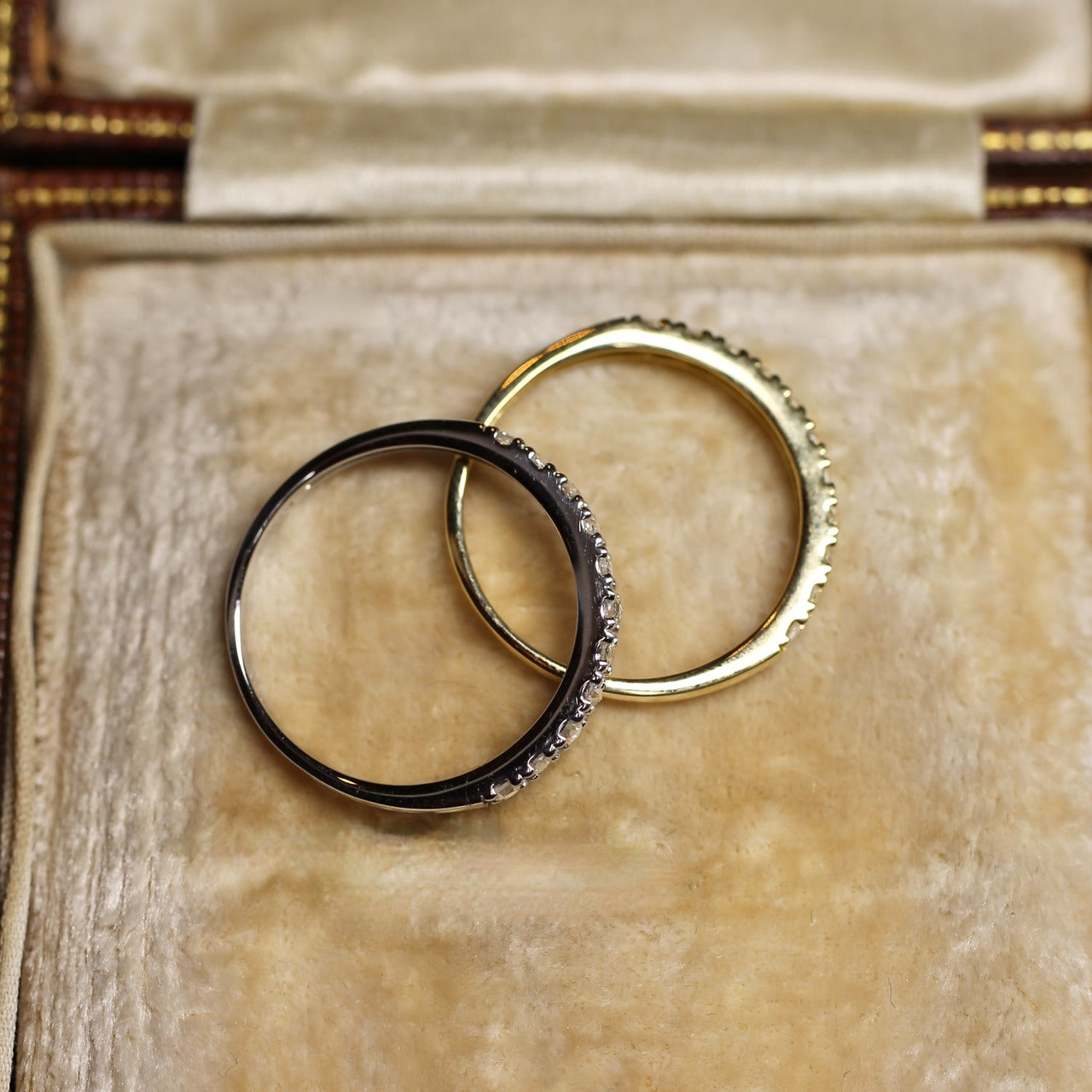【数量・期間限定 特別価格】 18金 プラチナ ローズカットダイヤモンド ハーフエタニティリング 0.16ct K18YG K18PG Pt900 爪留め【MJ2962】
