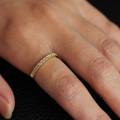 【数量・期間限定 特別価格】 18金 プラチナ ローズカットダイヤモンド ハーフエタニティリング 0.16ct K18YG K18PG Pt900 爪留め【MJ2962】