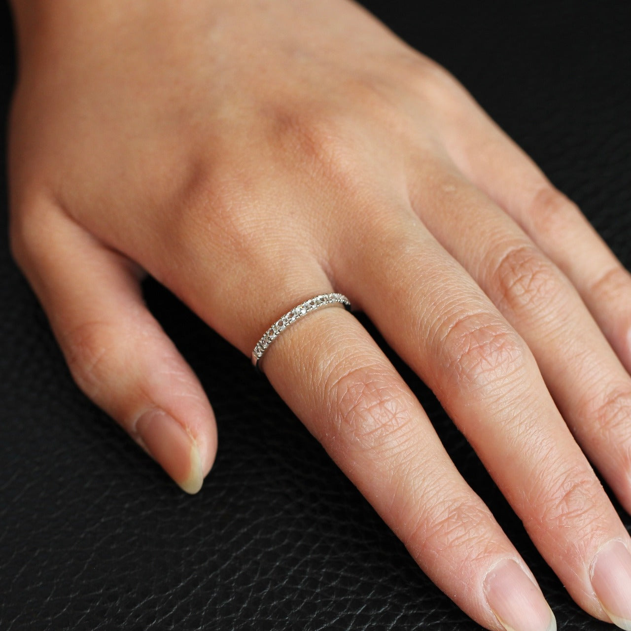 【数量・期間限定 特別価格】 18金 プラチナ ローズカットダイヤモンド ハーフエタニティリング 0.16ct K18YG K18PG Pt900 爪留め【MJ2962】