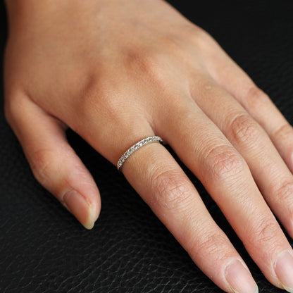 【数量・期間限定 特別価格】 18金 プラチナ ローズカットダイヤモンド ハーフエタニティリング 0.16ct K18YG K18PG Pt900 爪留め【MJ2962】