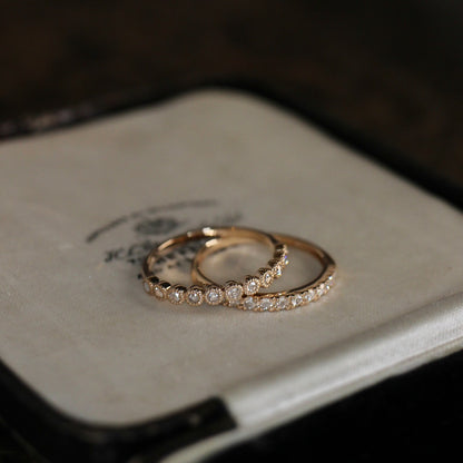 【数量・期間限定 特別価格】 18金 プラチナ ローズカットダイヤモンド ハーフエタニティリング 0.13ct K18YG K18PG Pt900 ミル【MJ2962】