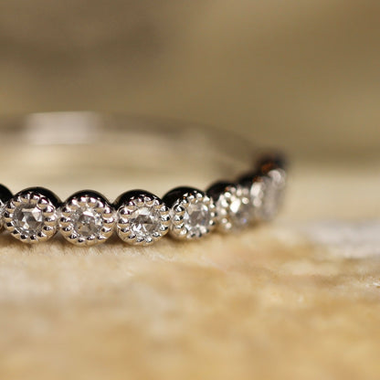 【数量・期間限定 特別価格】 18金 プラチナ ローズカットダイヤモンド ハーフエタニティリング 0.13ct K18YG K18PG Pt900 ミル【MJ2962】