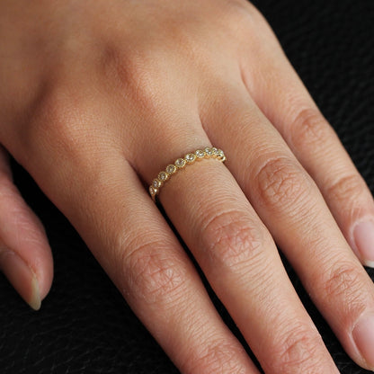 【数量・期間限定 特別価格】 18金 プラチナ ローズカットダイヤモンド ハーフエタニティリング 0.13ct K18YG K18PG Pt900 ミル【MJ2962】