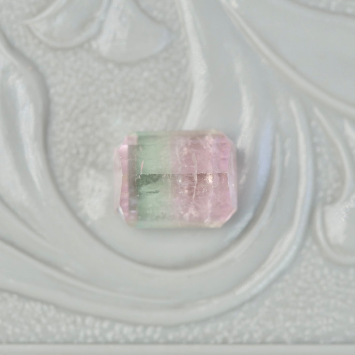バイカラートルマリン 1.24ct エメラルドカット 6.2mm×5.0mm×4.3mm【MJ2826】