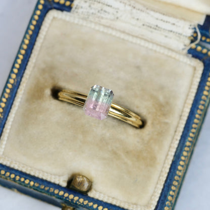 バイカラートルマリン 1.24ct エメラルドカット 6.2mm×5.0mm×4.3mm【MJ2826】