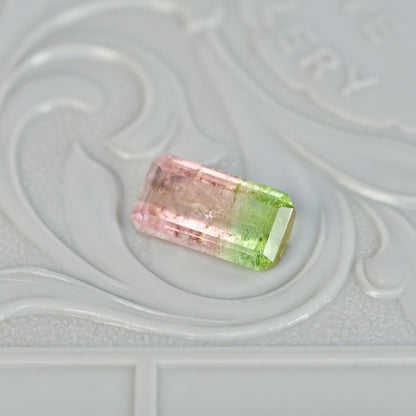 バイカラートルマリン 1.26ct エメラルドカット 9.2mm×4.8mm×2.9mm【MJ2828】