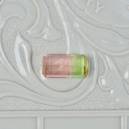 バイカラートルマリン 1.26ct エメラルドカット 9.2mm×4.8mm×2.9mm【MJ2828】