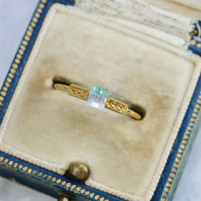 バイカラートルマリン 0.38ct エメラルドカット 4.1mm×3.7mm×2.9mm【MJ2830】