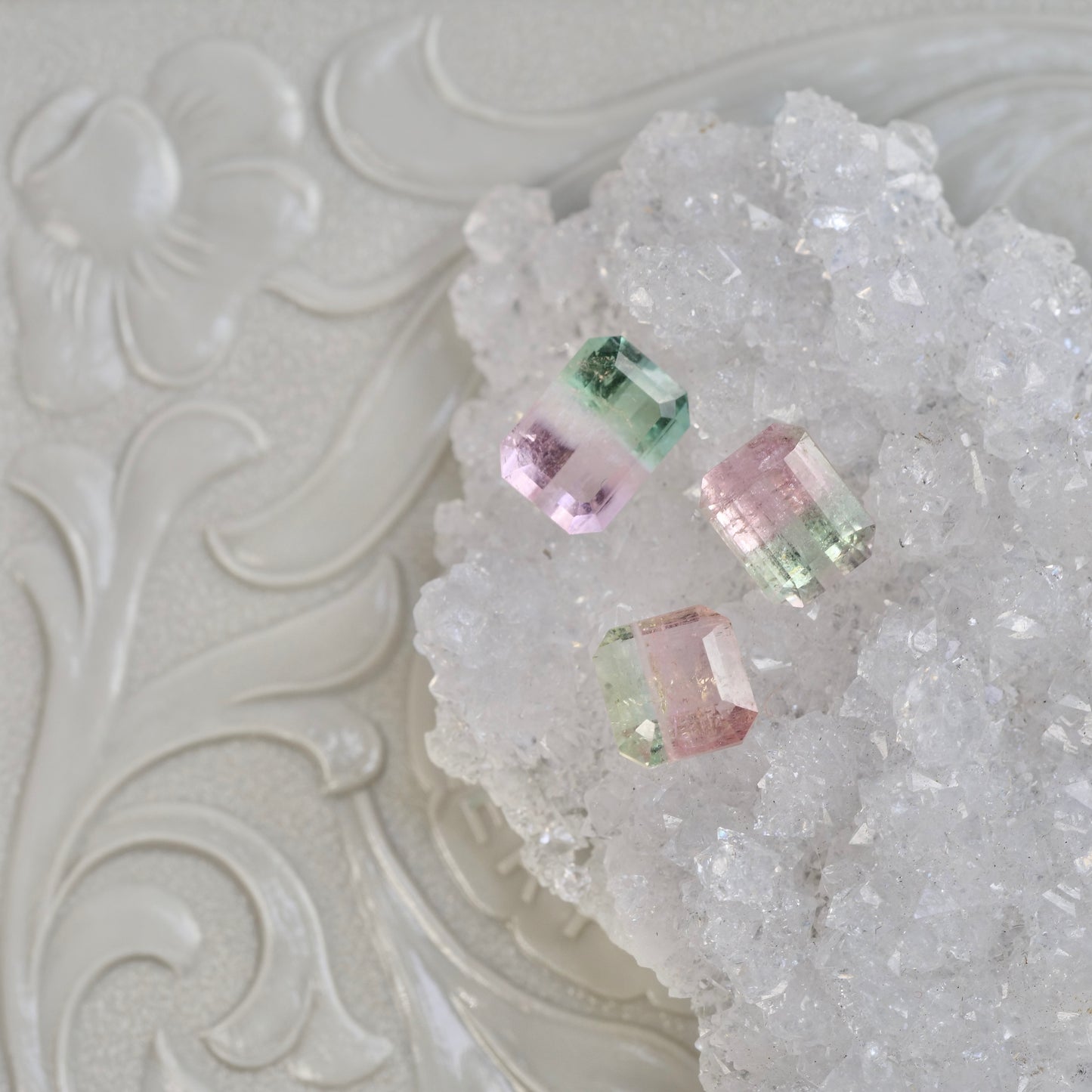 バイカラートルマリン 1.19ct エメラルドカット 5.9mm×5.8mm×3.4mm【MJ2824】