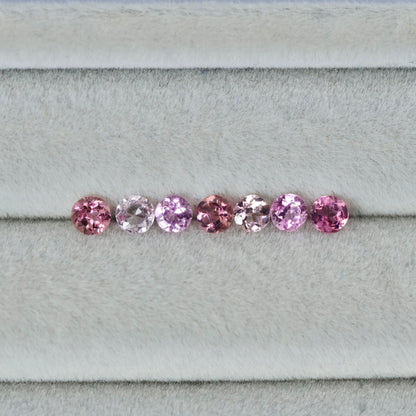 ピンクトルマリン ラウンドカット 3mm×7pcs セット【MJ2532】