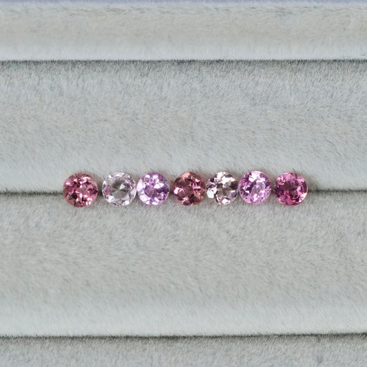 ピンクトルマリン ラウンドカット 3mm×7pcs セット【MJ2532】