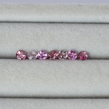 ピンクトルマリン ラウンドカット 3mm×7pcs セット【MJ2532】