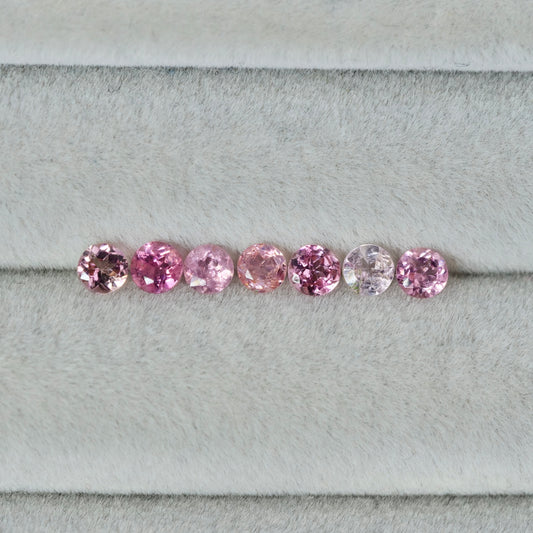 ピンクトルマリン ラウンドカット 3mm×7pcs セット【MJ2533】