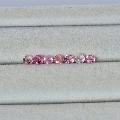 ピンクトルマリン ラウンドカット 3mm×7pcs セット【MJ2533】