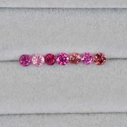 ピンクトルマリン ラウンドカット 3mm×7pcs セット【MJ2534】
