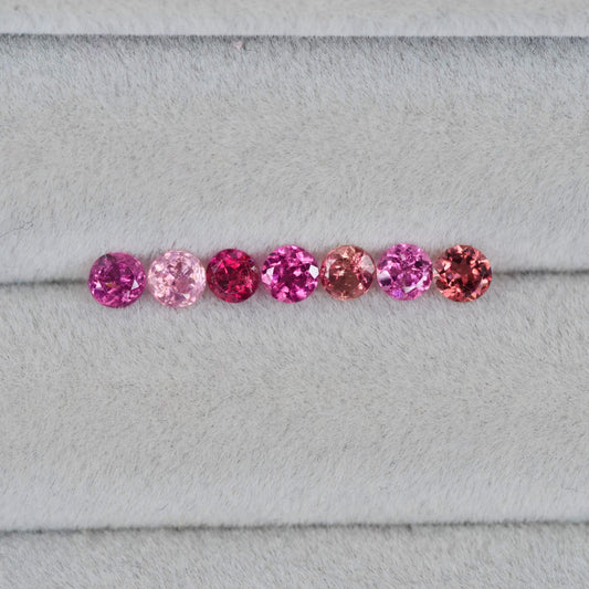 ピンクトルマリン ラウンドカット 3mm×7pcs セット【MJ2534】