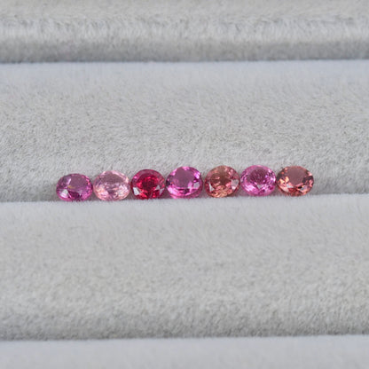 ピンクトルマリン ラウンドカット 3mm×7pcs セット【MJ2534】