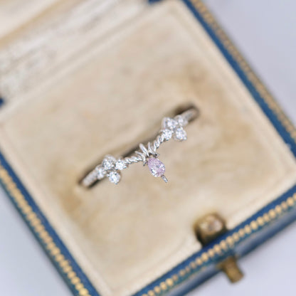 ピンクダイヤモンド 0.055ct Fancy Light Purple Pink ペアシェイプカット  3.0mm×2.1mm×1.2mm ソーティング付【MJ3008】