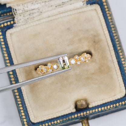 バイカラートルマリン 0.35ct  エメラルドカット 4.0mm×3.6mm×2.8mm【MJ3013】