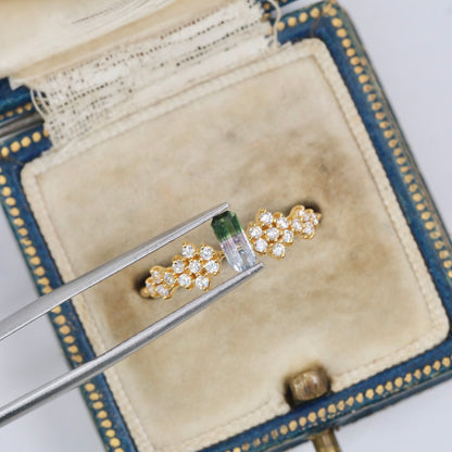 バイカラートルマリン 0.33ct  エメラルドカット 6.0mm×2.7mm×2.1mm【MJ3018】