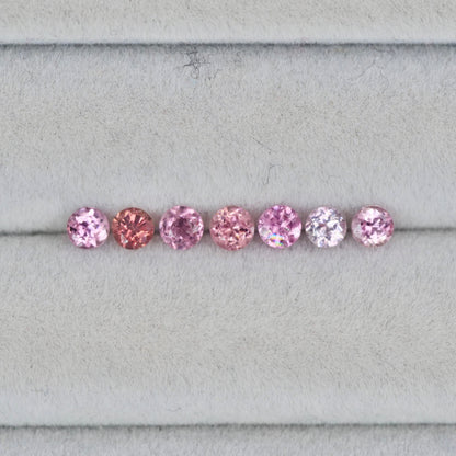 ピンクトルマリン ラウンドカット 3mm×7pcs セット【MJ3028】