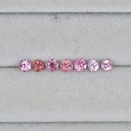 ピンクトルマリン ラウンドカット 3mm×7pcs セット【MJ3028】