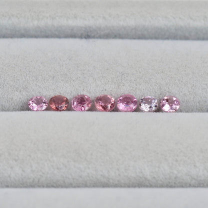 ピンクトルマリン ラウンドカット 3mm×7pcs セット【MJ3028】