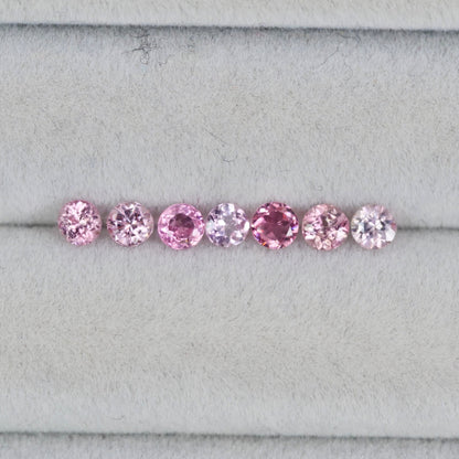ピンクトルマリン ラウンドカット 3mm×7pcs セット【MJ3029】