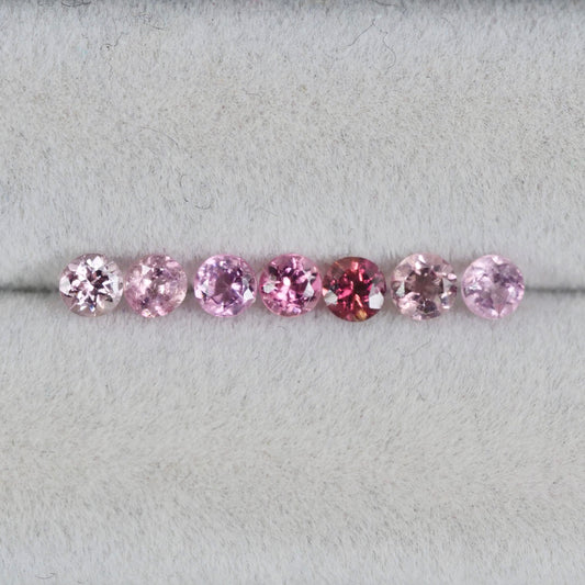 ピンクトルマリン ラウンドカット 3mm×7pcs セット【MJ3030】