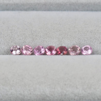 ピンクトルマリン ラウンドカット 3mm×7pcs セット【MJ3030】
