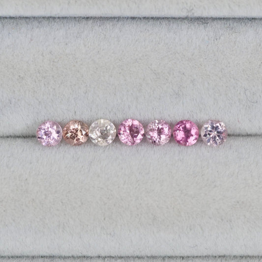 ピンクトルマリン ラウンドカット 3mm×7pcs セット【MJ3031】