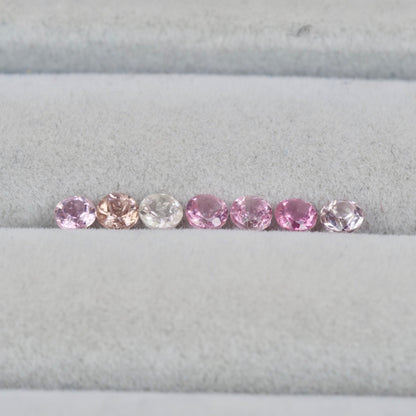 ピンクトルマリン ラウンドカット 3mm×7pcs セット【MJ3031】
