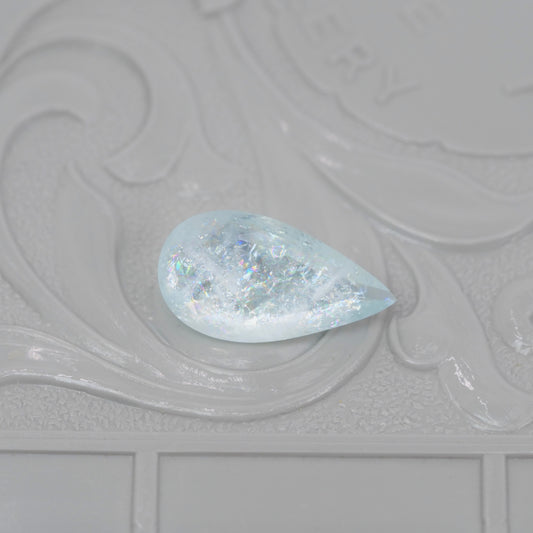 レインボーアクアマリン 1.71ct ペアシェイプカット 12.2mm×6.5mm×4.0mm【MJ2906】