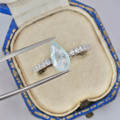 レインボーアクアマリン 1.71ct ペアシェイプカット 12.2mm×6.5mm×4.0mm【MJ2906】