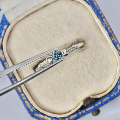 ティールサファイア 0.21ct ラウンドカット 3.5mm×3.4mm×2.2mm【MJ2877】