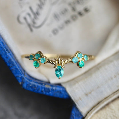 パライバトルマリン0.04ct/0.10ct K18YG レスピレーションリング 【MJ2457】