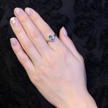 グレイッシュブルートルマリン 1.23ct ダイヤモンド 0.02ct K10WG コンケーブカット トゥルース×グルーヴアーム