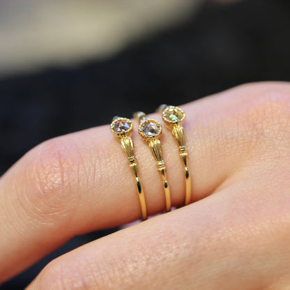 ローズカットブラウンダイヤモンド0.1ct K10YG ミルフレーム×アンティークアーム