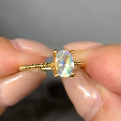 アンデシンラブラドライト 0.645ct 5×7mm マラウイ産 レインボームーンストーン 【MJ2449】