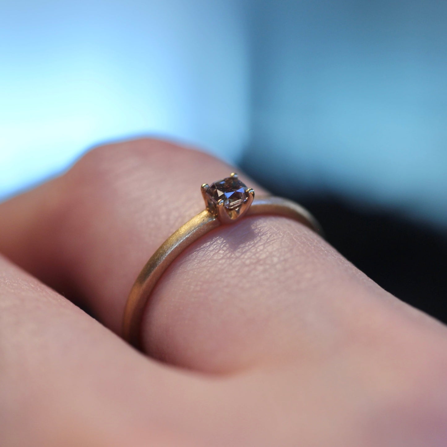 ピンクブラウンダイヤモンド 0.17ct K18PG クッションカット ４本爪(立て爪)×プレーンアーム(マット)
【MJ2836】