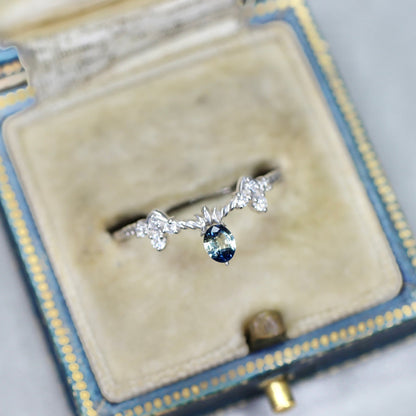 バイカラーサファイア 0.20ct オーバルカット 4.1mm×3.3mm×2.0mm【MJ2558】