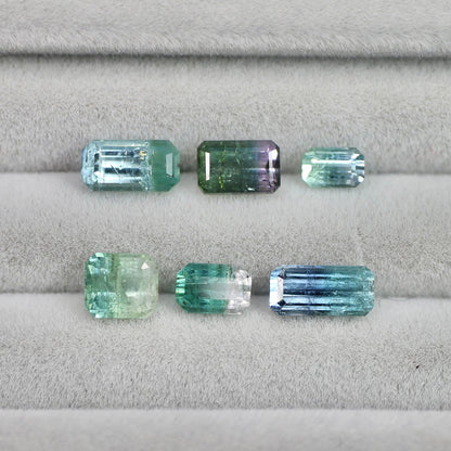 パーティーカラードトルマリン 0.77ct エメラルドカット 7.5mm×3.6mm×5.0mm【MJ2651】