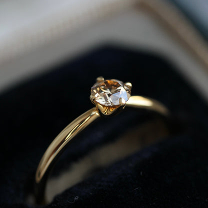 ブラウンダイヤモンド 0.325ct 4本爪×絞りアーム K18YGリング 【MJ2412】