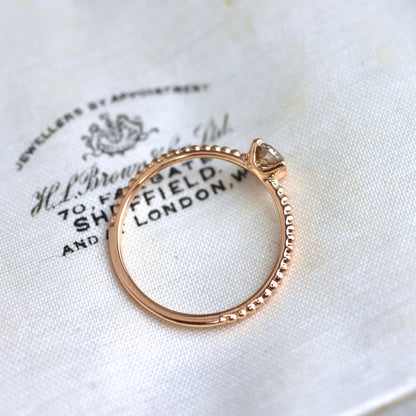 ブラウンダイヤモンド0.3ct 4本爪×ドットアーム K18PG リング 【MJ2403】