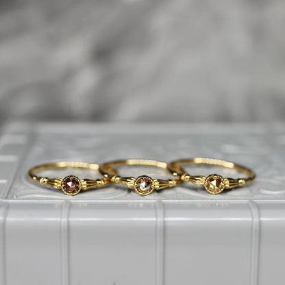 ローズカットブラウンダイヤモンド0.1ct K10YG ミルフレーム×アンティークアーム