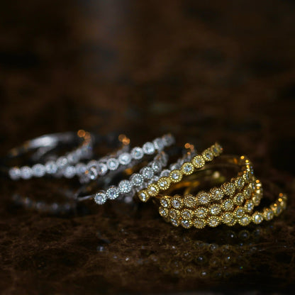 【Golden Gratitude Campaign】Half Eternity Rose Cut Diamond Ring | ミルフレーム ハーフエタニティ ローズカットダイヤモンド 0.13ct K18 Pt900【MJ2962】