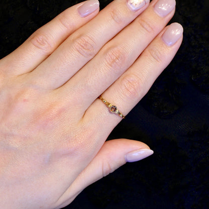 ローズカットブラウンダイヤモンド0.1ct K10YG ミルフレーム×アンティークアーム